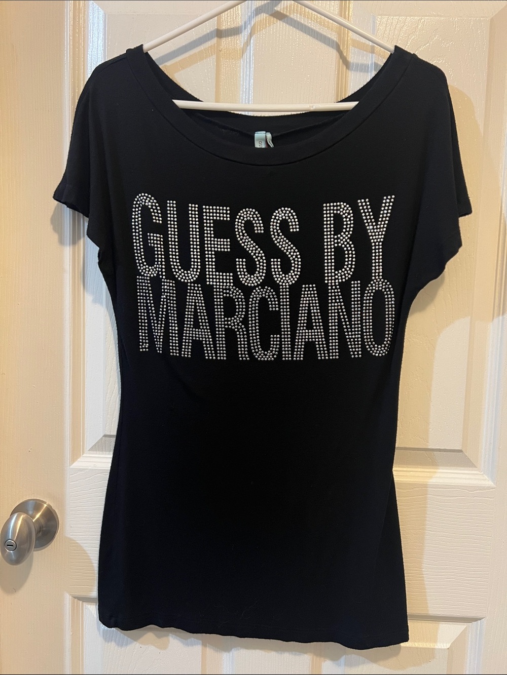 Guess by Marciano Black Short-Sleeve Tee with Crystal Logo
